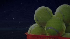 Red basket hovering over circuit grid as neon‑yellow tennis balls glowing under holographic overlay. Futuristic, technology, digital, cyber, virtual, glow, sci-fi - Powered by Shutterstock - Get 15% off with code: PIKWIZARD15