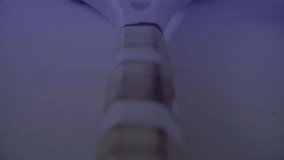 Close-up showing blue tennis racket frame and ball projecting hologram gauge, charts and world map. Technology, innovation, data visualization, sports, interface, analysis, digital - Powered by Shutterstock - Get 15% off with code: PIKWIZARD15