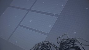 Flat design presenting top-down view of resting feet in sneakers with tennis ball and HUD overlays. Athletic, footwear, sportswear, digital, technology, fitness, data visualization - Powered by Shutterstock - Get 15% off with code: PIKWIZARD15