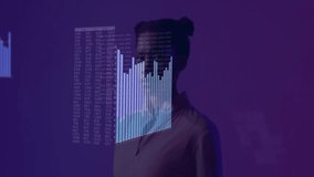 Woman balancing tennis ball while holding racket in sports tech studio, showing code overlays. Dynamic, innovative, vibrant, athletic, futuristic, energetic, performance - Powered by Shutterstock - Get 15% off with code: PIKWIZARD15