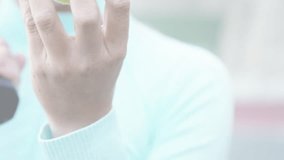 Female tennis player holding tennis ball close to camera showcasing digital technology overlay. Athlete, sports, activewear, motion, innovation, sport, energetic - Powered by Shutterstock - Get 15% off with code: PIKWIZARD15