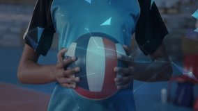 Teenage female athlete interacting with holographic globe and data in gym technology showcase. Futuristic, innovation, youth, digital, technology, sport, motivation - Powered by Shutterstock - Get 15% off with code: PIKWIZARD15