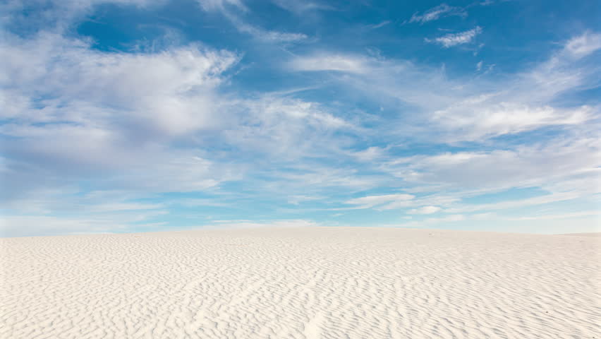 Expansive White Sand Landscape Under Blue Sky During Daytime. Timelapse of White Sands National Park in New Mexico.