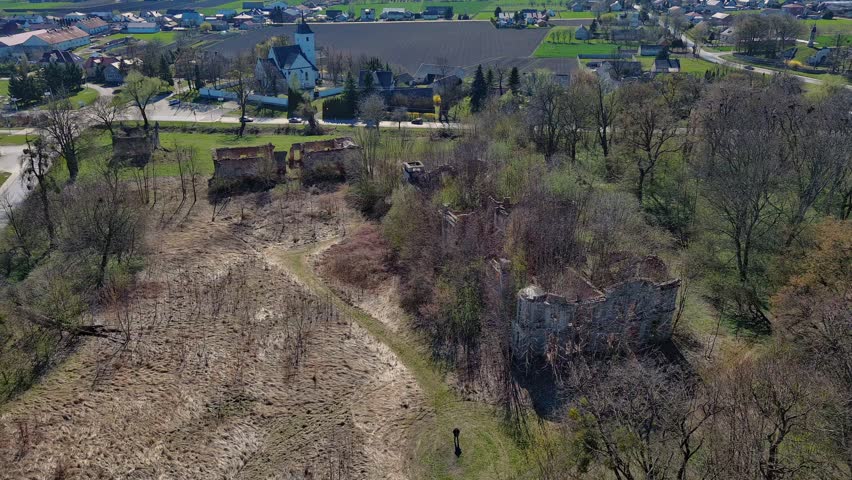 Ruins of the palace in Włostów, Poland.