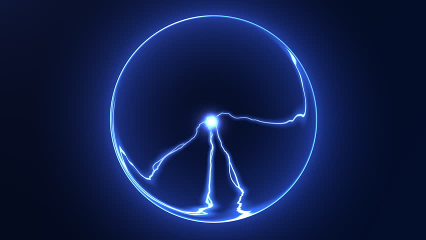 Dynamic blue energy sphere with electric sparks animation on dark background in 4K 60 FPS. Ideal for science, tech, sci-fi videos, intros, transitions, or visualizations in digital projects.
