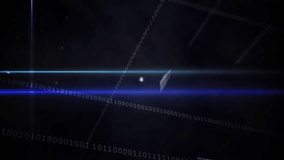 Flat design user icons floating in nodes, connecting across network with streaming binary code. Technology, cybersecurity, data, digital, connectivity, futuristic, abstract - Powered by Shutterstock - Get 15% off with code: PIKWIZARD15