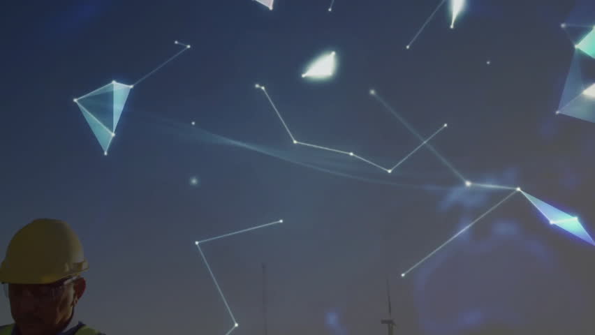 Engineer using tablet in wind farm, with data globe overlay visualizing network in energy. Technician, renewable, futuristic, innovative, environmental, connectivity, digital - Powered by Shutterstock - Get 15% off with code: PIKWIZARD15