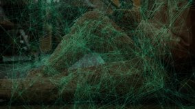 Female welder kneeling on manufacturing floor, operating welding torch displaying network overlay. Industrial, craftsmanship, innovation, safety, precision, technology, manufacturing - Powered by Shutterstock - Get 15% off with code: PIKWIZARD15