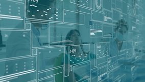 Medical professionals analyzing digital panels in medical lab, showing animated charts and graphs. Healthcare, innovation, data visualization, clinical, research, teamwork, technology - Powered by Shutterstock - Get 15% off with code: PIKWIZARD15