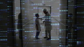 Doctor and patient discussing health data in hospital corridor, showing glitch-style code artifacts. Clinical, healthcare, digital, futuristic, professional, diagnostic, innovative - Powered by Shutterstock - Get 15% off with code: PIKWIZARD15