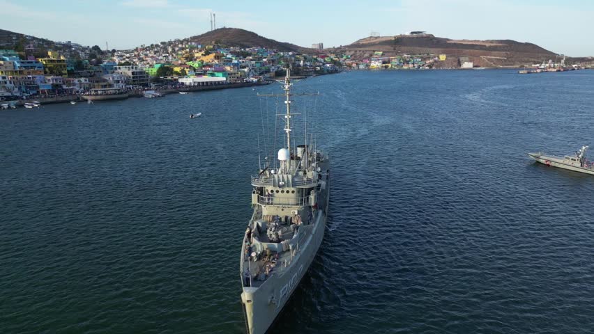 Mexican frigate of the Mexican Navy in Topolobampo Bay, Sinaloa, Mexico