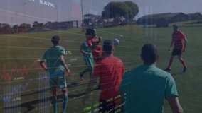 sports team celebrating on grassy field, showing financial data overlays with line graphs. Athletes, teamwork, victory, outdoor, vitality, success, analytics - Powered by Shutterstock - Get 15% off with code: PIKWIZARD15