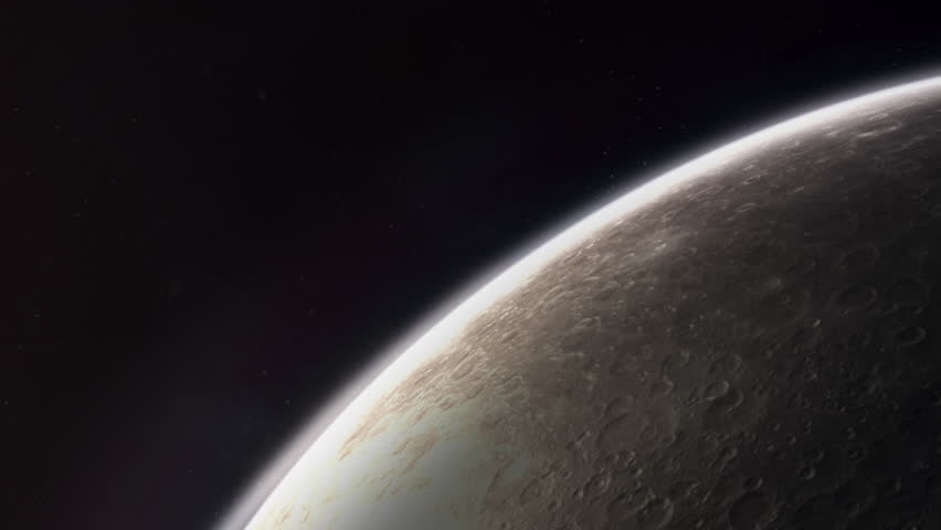 Planet Mercury rotates in the immense dark space