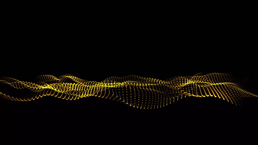 Abstract digital yellow particle dots wave animation. Dot pattern with halftone effect. abstract wave technology background with yellow color digital Dot animation.