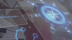 Engineer standing before power plant cooling tower, displaying digital HUD overlay with grid lines. Industrial, technology, safety, futurism, infrastructure, monitoring, precision - Powered by Shutterstock - Get 15% off with code: PIKWIZARD15