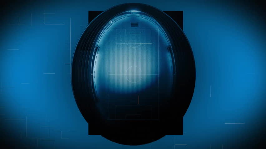 3D neon-blue soccer stadium showcasing overhead view, displaying Play buttons Subscribe icons Likes. Stadium, digital, futuristic, sport, electronic, technology, virtual - Powered by Shutterstock - Get 15% off with code: PIKWIZARD15