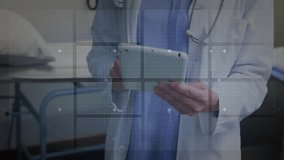 Female doctor with stethoscope reviewing tablet in clinic, showing holographic charts and globe. Medical, technology, futuristic, healthcare, innovation, data, digital - Powered by Shutterstock - Get 15% off with code: PIKWIZARD15