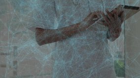 Female medical professional holding tablet indoors, showcasing glowing network overlay. Healthcare, digital, technology, communication, innovation, professional, connectivity - Powered by Shutterstock - Get 15% off with code: PIKWIZARD15