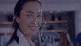 woman using smartphone and colleague working laptop in tech office, showing network overlay graphic. Technology, communication, networking, modern, professional, digital, connectivity - Powered by Shutterstock - Get 15% off with code: PIKWIZARD15