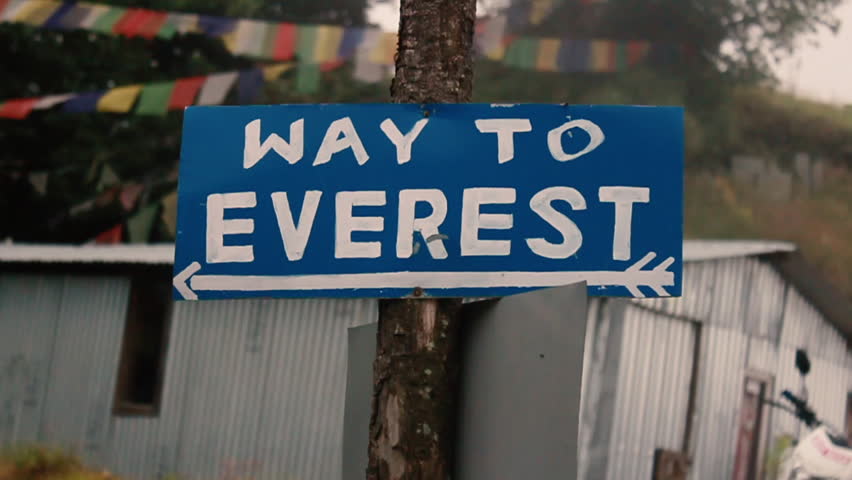 Signboard pointing direction to Mount Everest