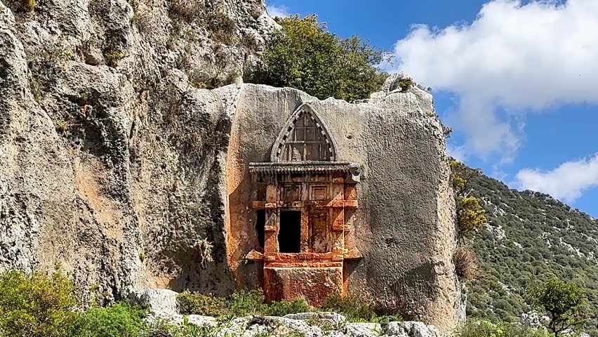 Ancient historical rock tomb structure with excellent workmanship