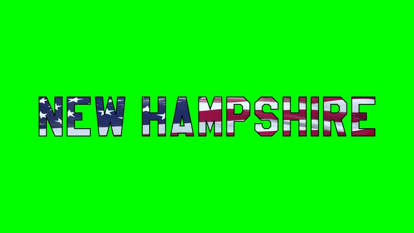 USA flag inside New Hampshire text video