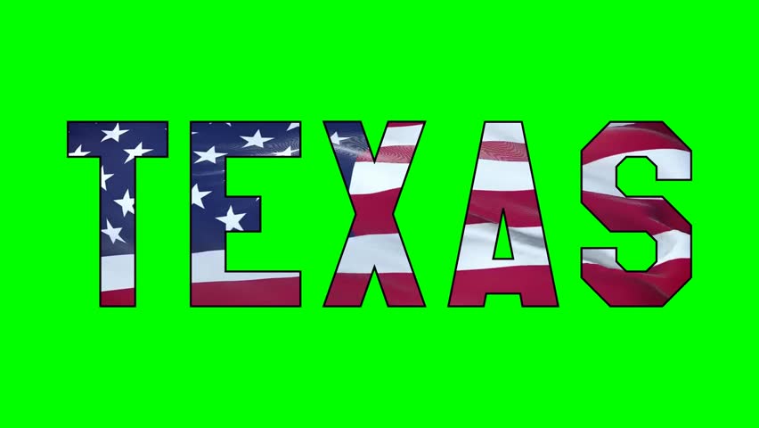 USA flag inside Texas text video