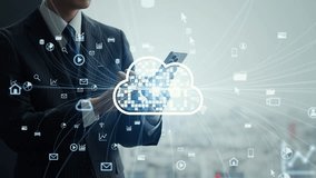 Business person using smartphone and cloud computing concept - Powered by Shutterstock - Get 15% off with code: PIKWIZARD15