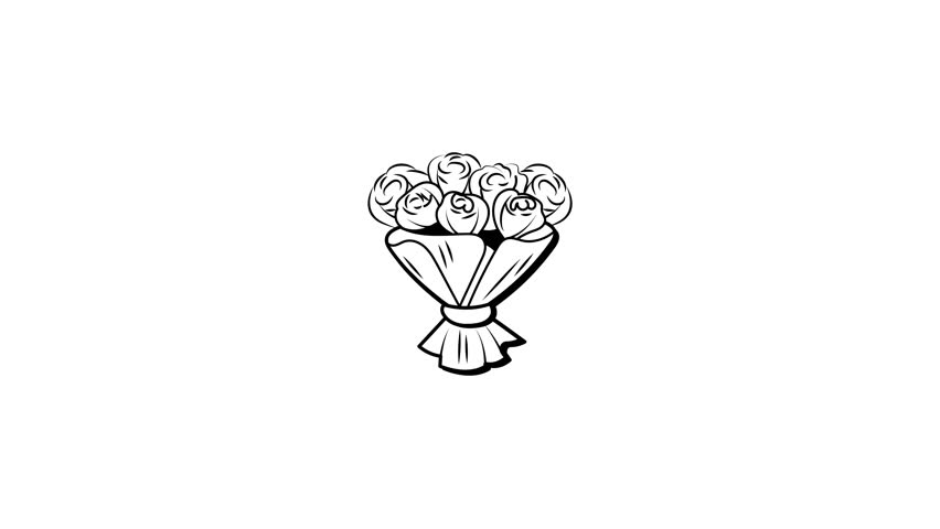 Flower bouquet animated icon in doodle style