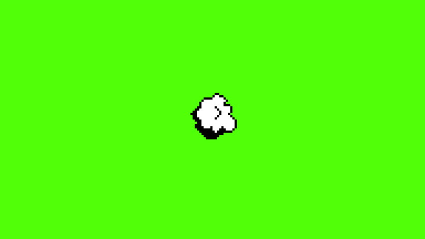 Morphing Retro Pixel Art Cartoon Exploding Bubble or Fight Cloud Animation Loop on Green Screen. Perfect for retro video games, manga or anime animated fight pop ups, nostalgic gaming projects.