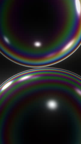 Two Soap Bubbles Close-Up Seamless Looping Animation. Vertical Video.