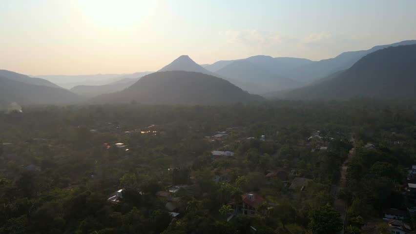 Indigenous village Amazon jungle forest Brazil South America aerial drone hills landscape