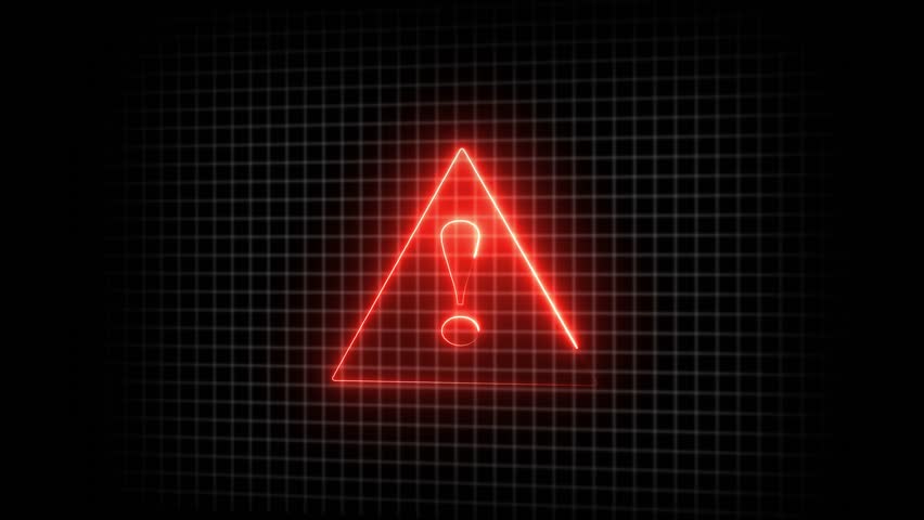 neon Attention sign with black grid background. Hazard Warning Animation. Danger Warning. alert sign animation on transparent. 4K video