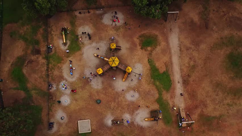 Top down view of a busy playground in the beautiful Millennium Park in Abuja, Nigeria