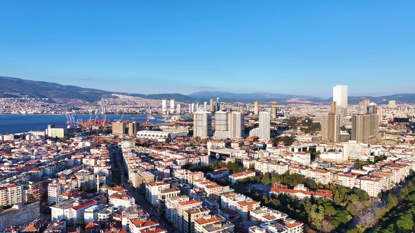 4k aerial view of izmir city taken with drone