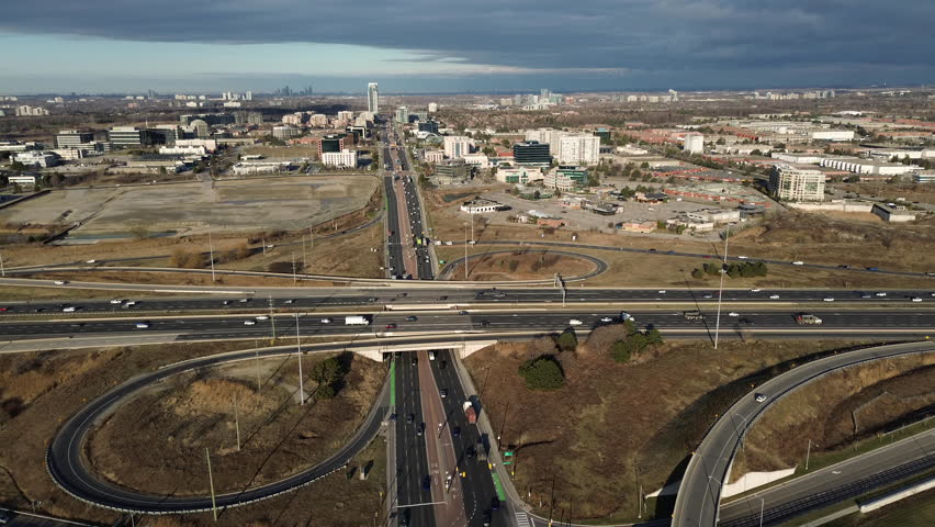 Traffic on the morning commute in Markham Ontario
