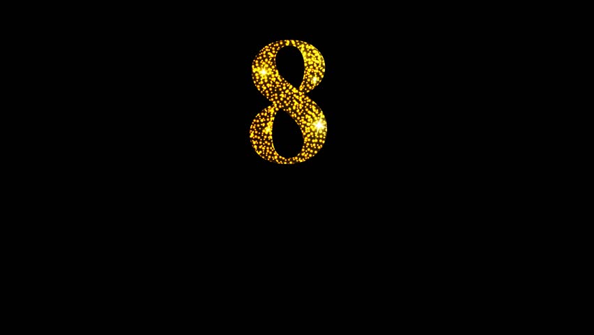 Animated golden number for design. Motion graphic. Golden number 8.
