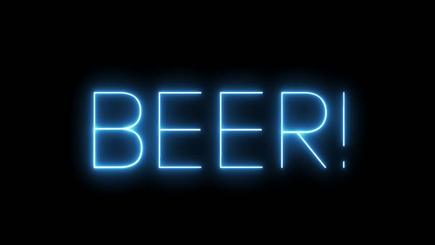 BEER neon sign. Neon sign beer. Beer logo animation.	