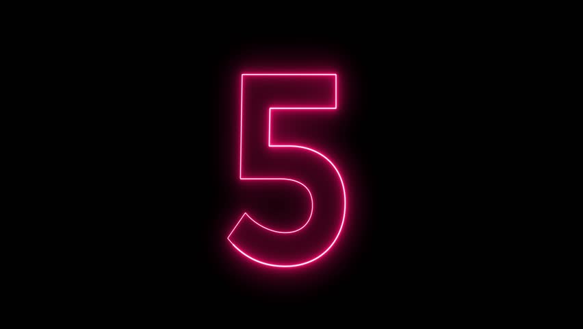 5 neon sign. Neon sign 5. 5 logo animation. Five number, five neon sign. 