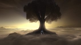 Sacred Tree of Life at Sunset with Floating Stones - Powered by Shutterstock - Get 15% off with code: PIKWIZARD15