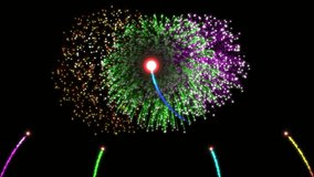 Bright and colorful animated fireworks in red, yellow, green, pink, and blue, perfect for celebrations, parties, and festive designs - Powered by Shutterstock - Get 15% off with code: PIKWIZARD15