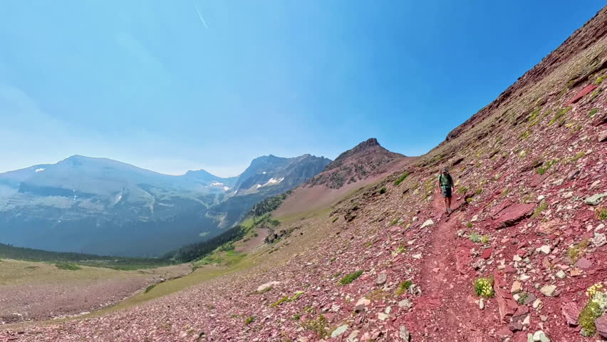 Hiking Down from Red Gap Pass in Glacier National Park