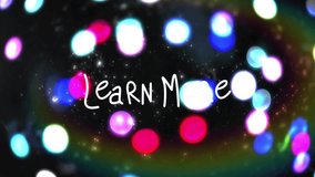 Hand-drawn learn more text floating over abstract bokeh backdrop, showcasing glowing color circles. Abstract, digital art, vibrant, luminescent, cosmic, minimalist, inspirational - Powered by Shutterstock - Get 15% off with code: PIKWIZARD15