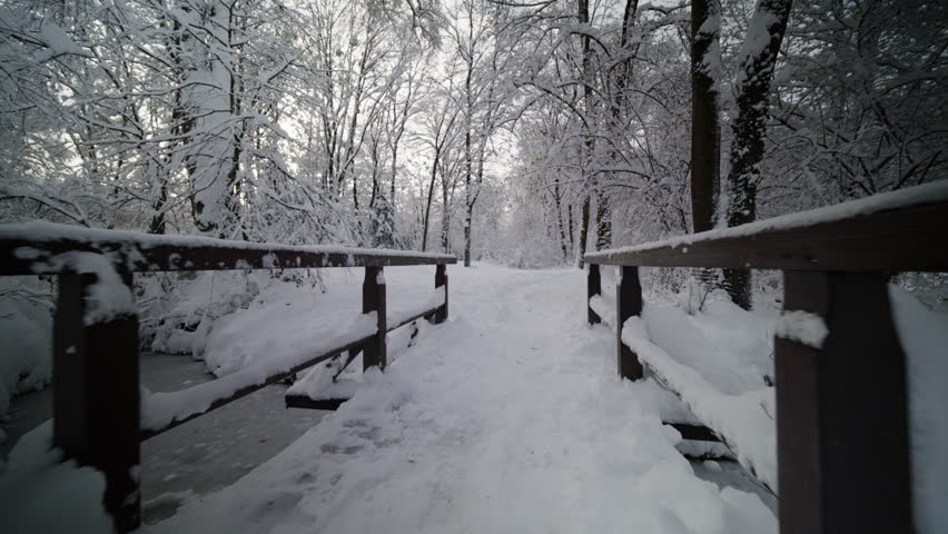 In the English Garden in Munich in winter with lots of snow. Taken on December 3, 2023.