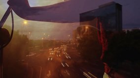 Female singer performing onstage displaying traffic flow with neon glow for technology. Performer, music, night, urban, artistic, stage, modern - Powered by Shutterstock - Get 15% off with code: PIKWIZARD15