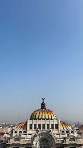 Palace of Fine Arts Pan Down from Sky (Mexico City, Mexico)
