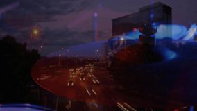 Drum cymbal being merged with urban highway lights in double exposure 3D render showing vivid blend. Music, urban, nightlife, abstract, vibrant, industrial, motion - Powered by Shutterstock - Get 15% off with code: PIKWIZARD15