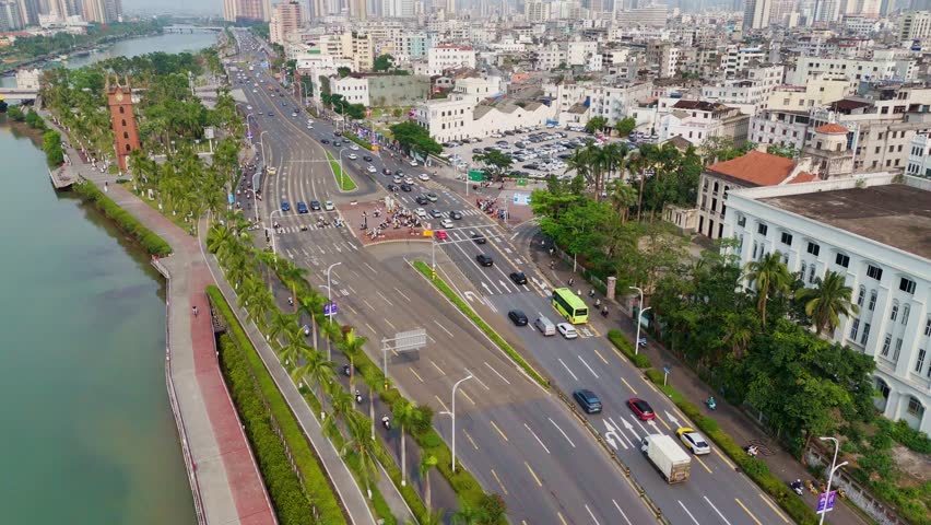 Aerial View of Haikou City, Hainan Island