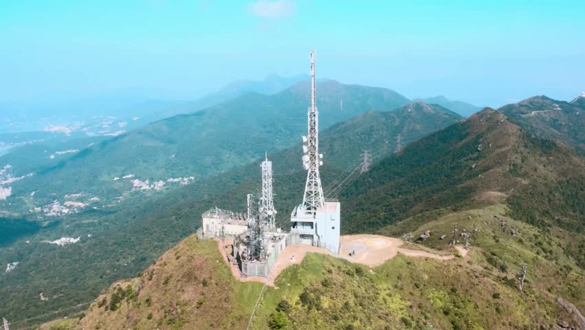 Mountaintop Telecommunication Towers Aerial View
