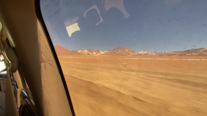 Bolivia highlands Sud Lipez roadtrip window view arid high altitude tundra nature